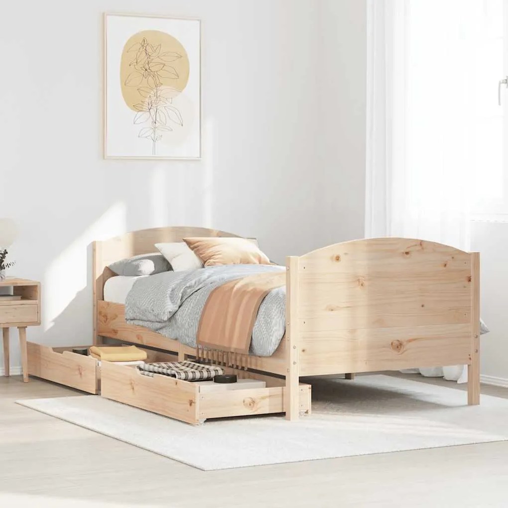 Letto Senza Materasso 75x190 Cm İn Legno Massello Pino /