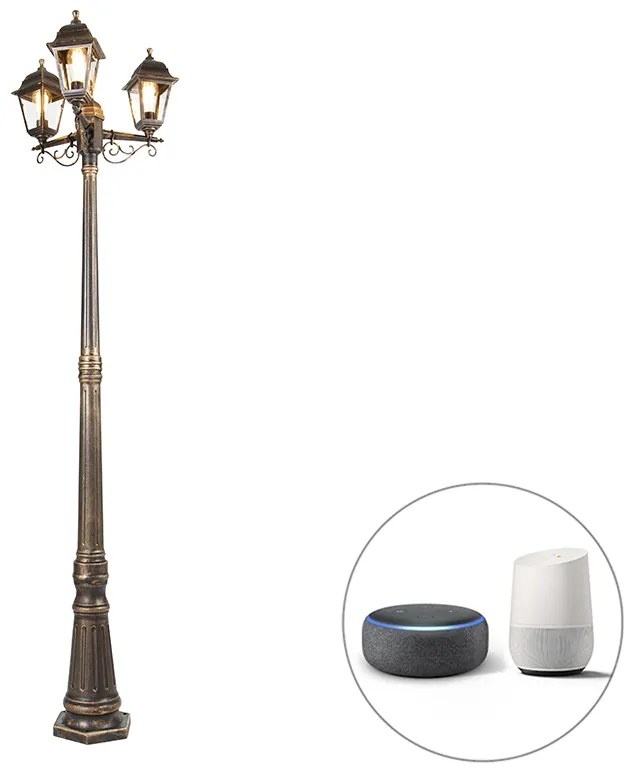 Lanterna da esterno intelligente oro antico 3 luci IP44 incl. Wifi ST64 - Capital