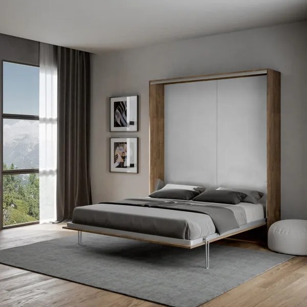 Letto a scomparsa verticale matrimoniale 160 cm Noce KENTARO