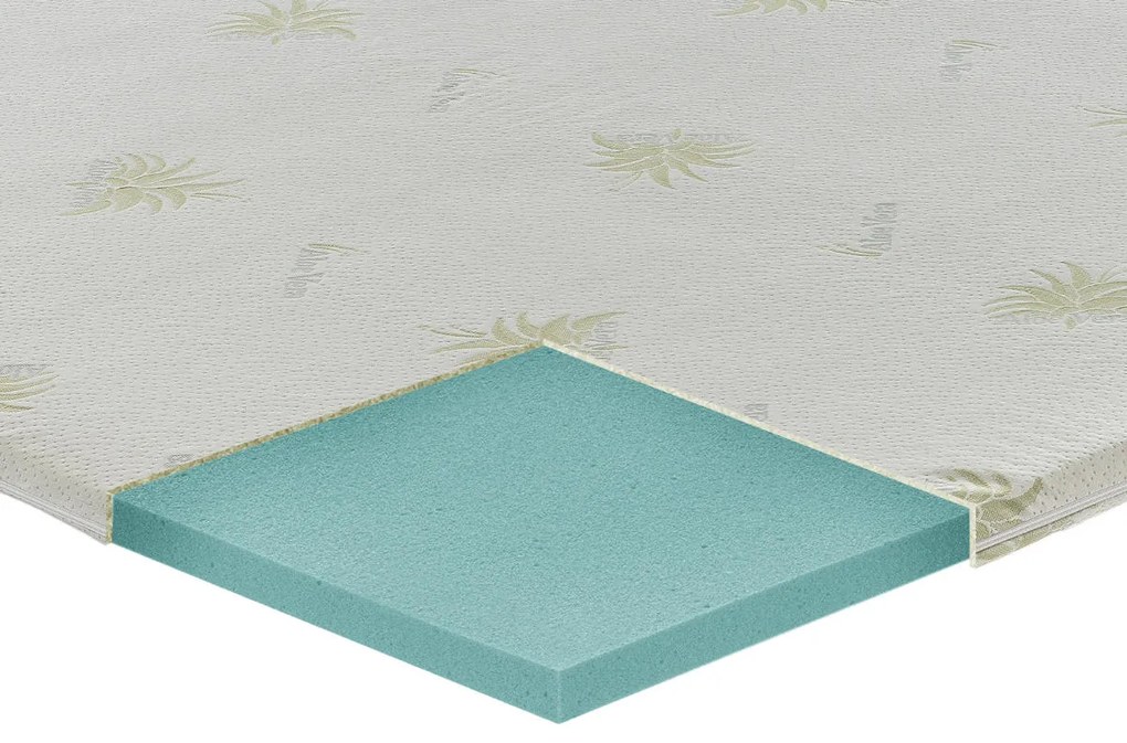 Topper liscio 5 cm in MyMemory Foam con rivestimento all’aloe vera 80x190 - Singolo