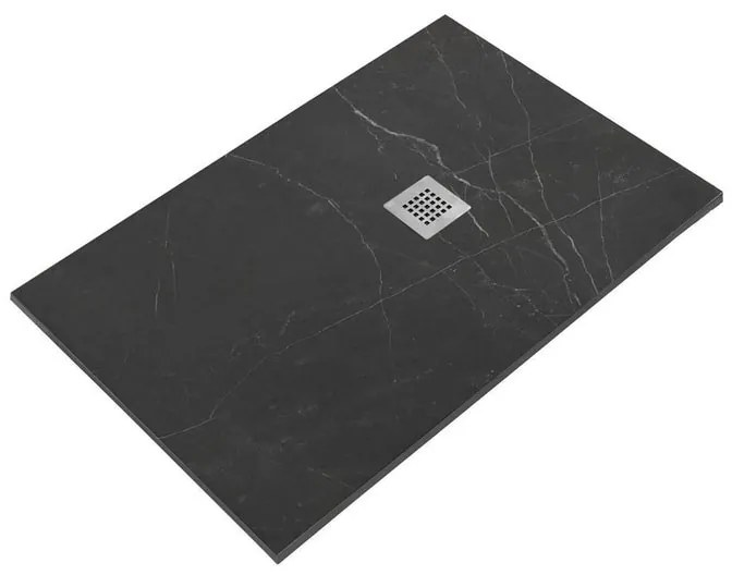 Piatto doccia SANYCCES in resina STRATO grafite L 100 x L 180 x H 2.7 cm effetto pietra