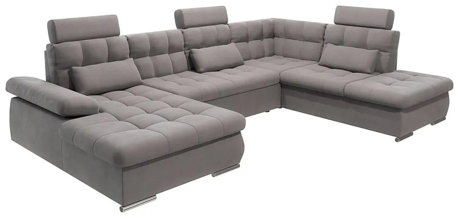 Divano angolare grigio allungabile e con contenitore (con penisola a destra/a U) Merkur – Ropez