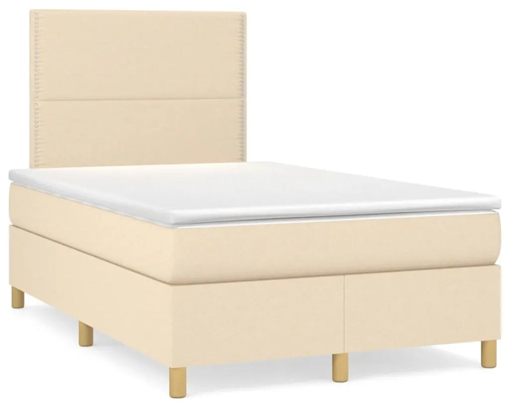 Letto a molle con materasso e led crema 120x190 cm in tessuto