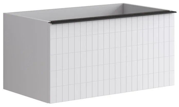 Mobile da bagno sotto lavabo Pixel grid bianco e maniglia alluminio nero laccato opaco L 80 x H 40 x P 45.5 cm 1 cassetto, lavabo non incluso