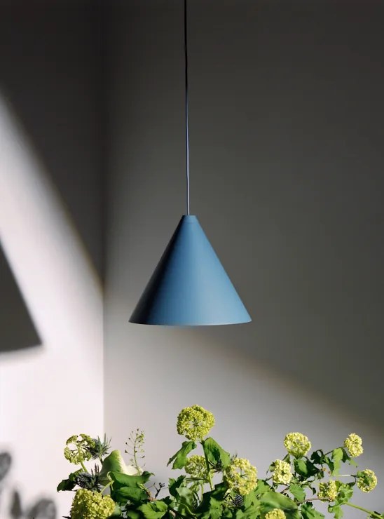 FLOS String Light Testa a Cono Lampada da sospensione/pavimento cavo 22 metri a luce diffusa in alluminio blu