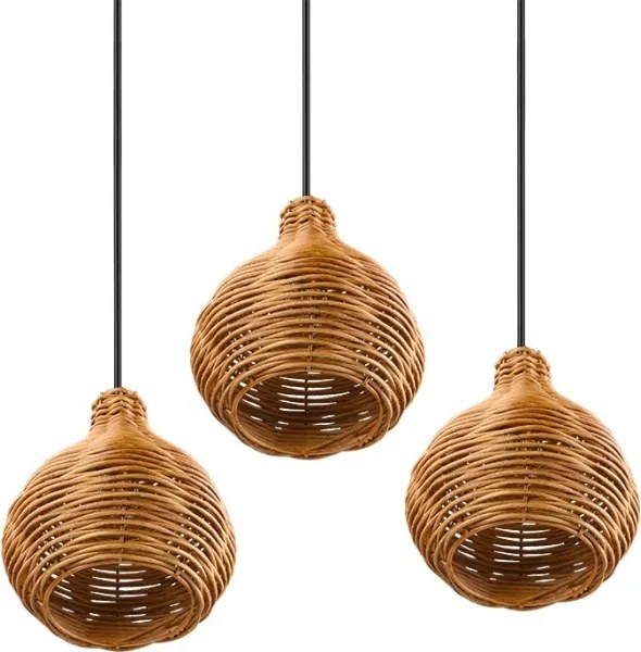 Reality - Lampadario a sospensione SPROUT 3xE14/40W/230V marrone/rattan