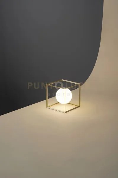 Lampada da tavolo in metallo verniciato oro cube 1 luce attacco g9