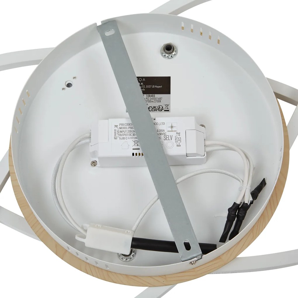 Plafoniera bianca con legno con LED dimmerabile a 3 livelli 2 luci - Kane