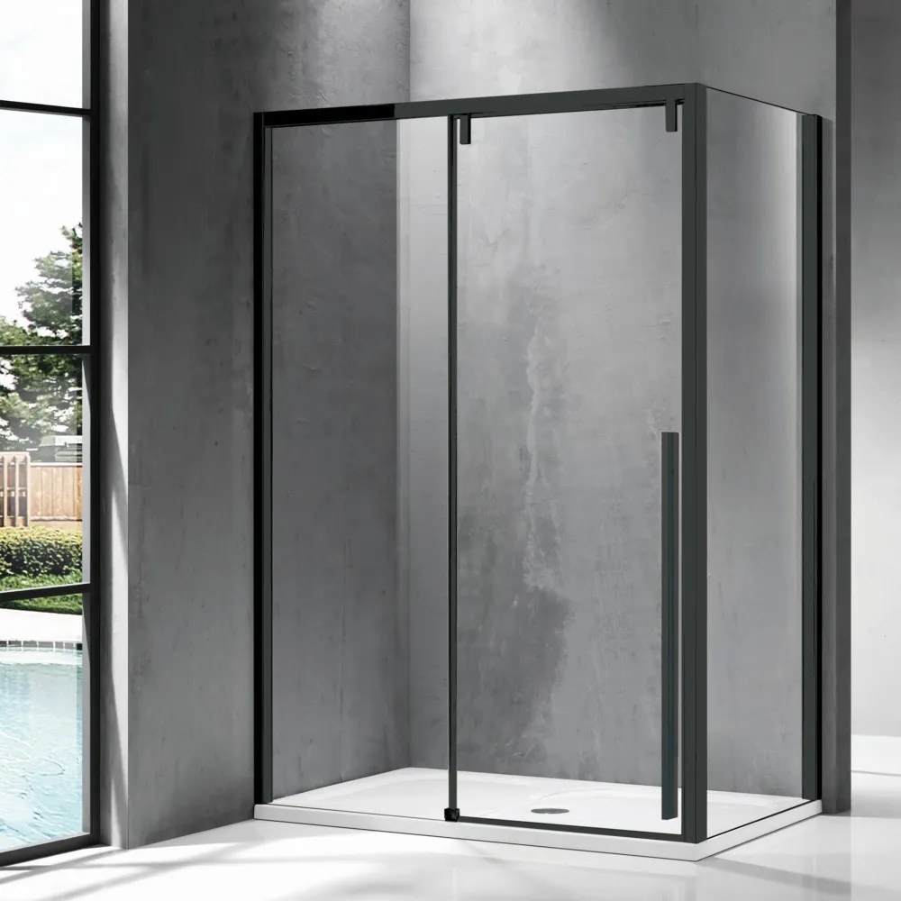 Box doccia 80x130 telaio nero anta scorrevole e lato fisso | KSA5000B - KAMALU