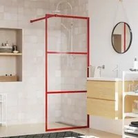 Parete per Doccia Walk-in Vetro Trasparente ESG 80x195 cm Rossa 154934