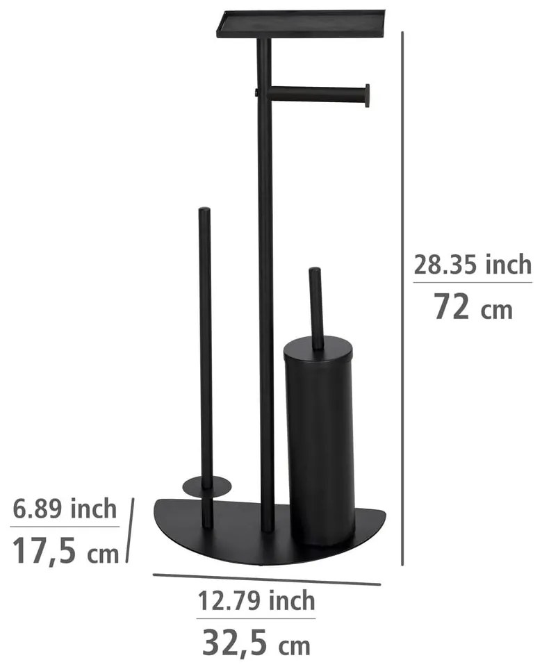 Porta carta igienica in acciaio nero con spazzola Cosenza - Wenko