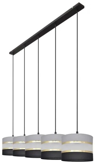 Lampadario a sospensione con filo HELEN 5xE27/15W/230V nero/grigio/oro