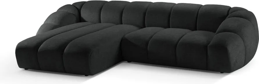 Divano angolare nero (con penisola a sinistra) Diana – Micadoni