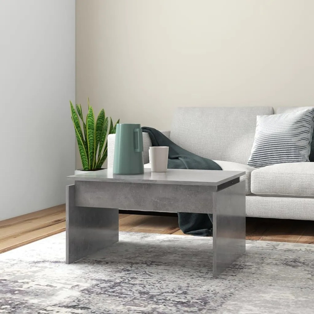 Tavolino Da Salotto Grigio Cemento 68x50x38cm Legno Multistrato /