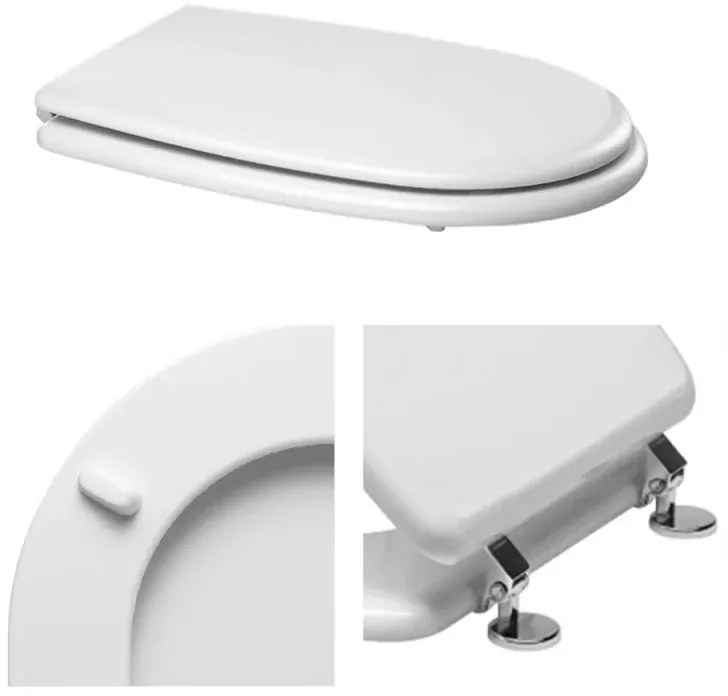 Sedile wc dedicato Cesame Aretusa in legno rivestito bianco con cerniere