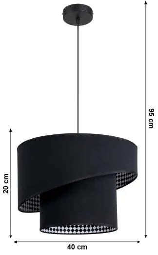 Lampadario su filo LORI 1×E27/60W/230V nero