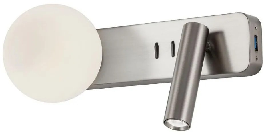 Redo 01-2993 - Lampada da parete LED OASIS LED/3W/230V+1xG9/10W USB CRI 90 cromo