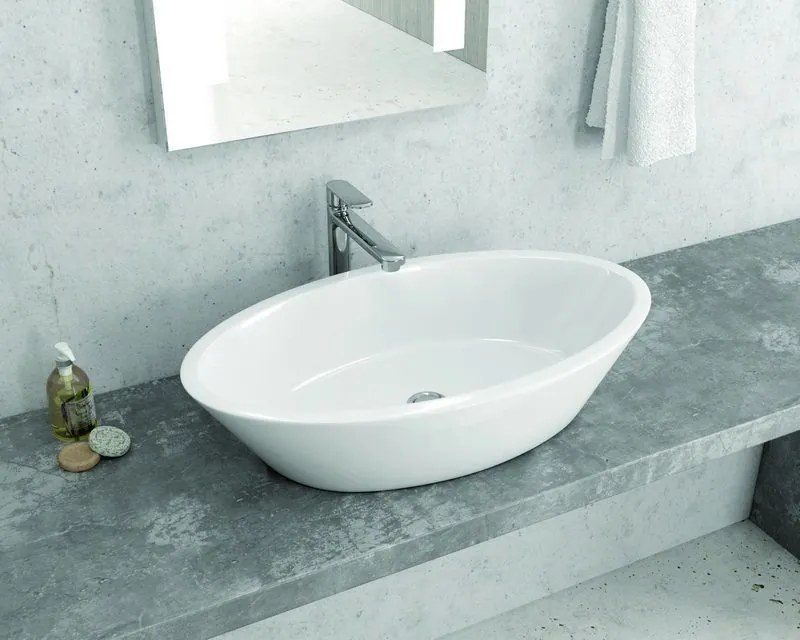 Lavabo da appoggio ovale 70cm Litos-369 - KAMALU