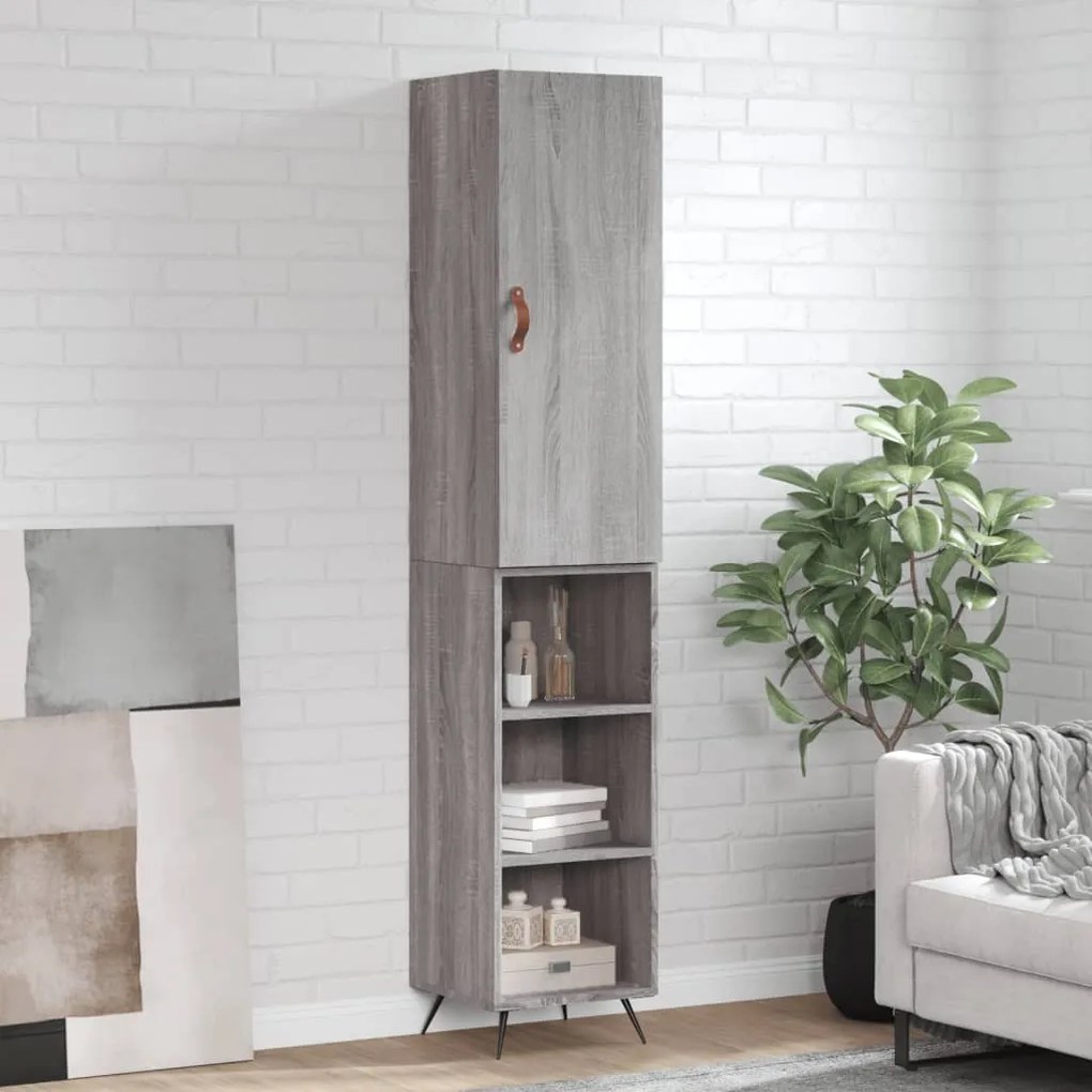 Credenza Grigio Sonoma 34,5x34x180 Cm İn Legno Multistrato /