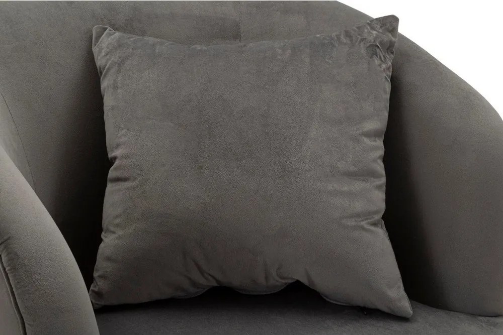 Poltrona grigia con poggioli/con gambe con rivestimento in velluto Silvery – Mauro Ferretti