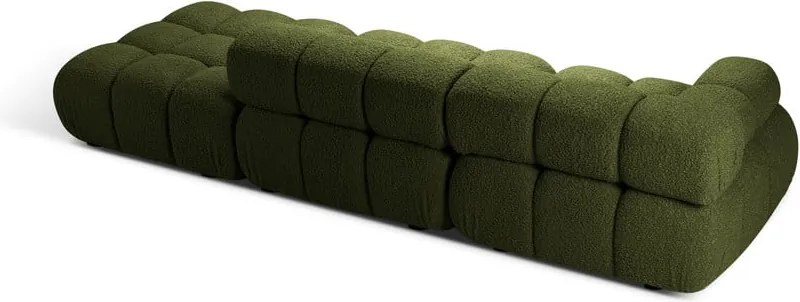 Divano componibile verde con rivestimento in bouclé 288 cm Bellis – Micadoni