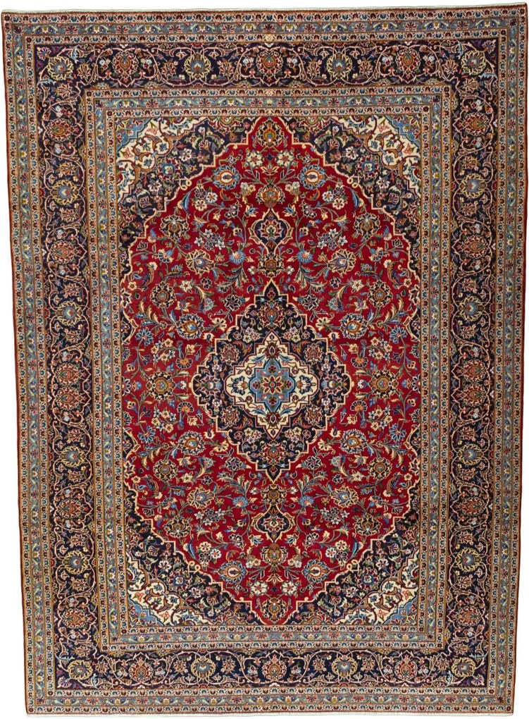 Kashan Tappeto 260x360 Rosso (Iran) Annodato A Mano