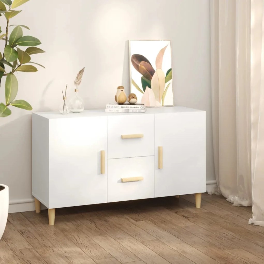 Credenza Bianca 100x36x60 Cm İn Legno Multistrato /