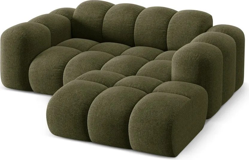 Divano angolare verde (con penisola a destra/con chaise lounge) con rivestimento in ciniglia Treno – Cosmopolitan Design