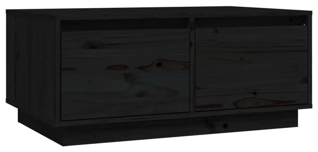 Tavolino da salotto nero 80x50x35 cm legno massello di pino