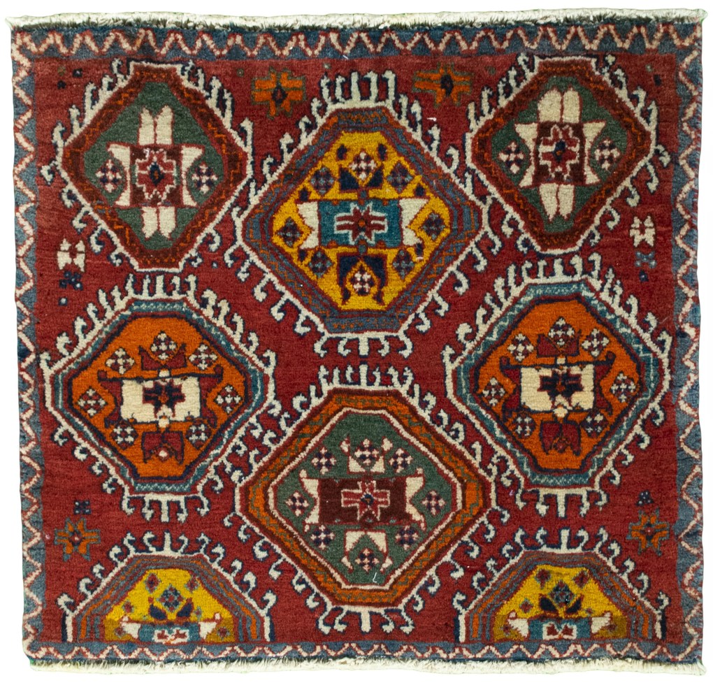 Shiraz Tappeto persiano 60 x 60 Rosso (Iran) Annodato A Mano