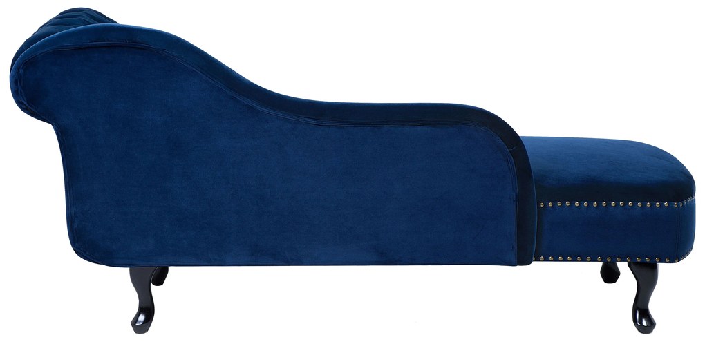 Chaise longue destra in velluto blu NIMES Beliani