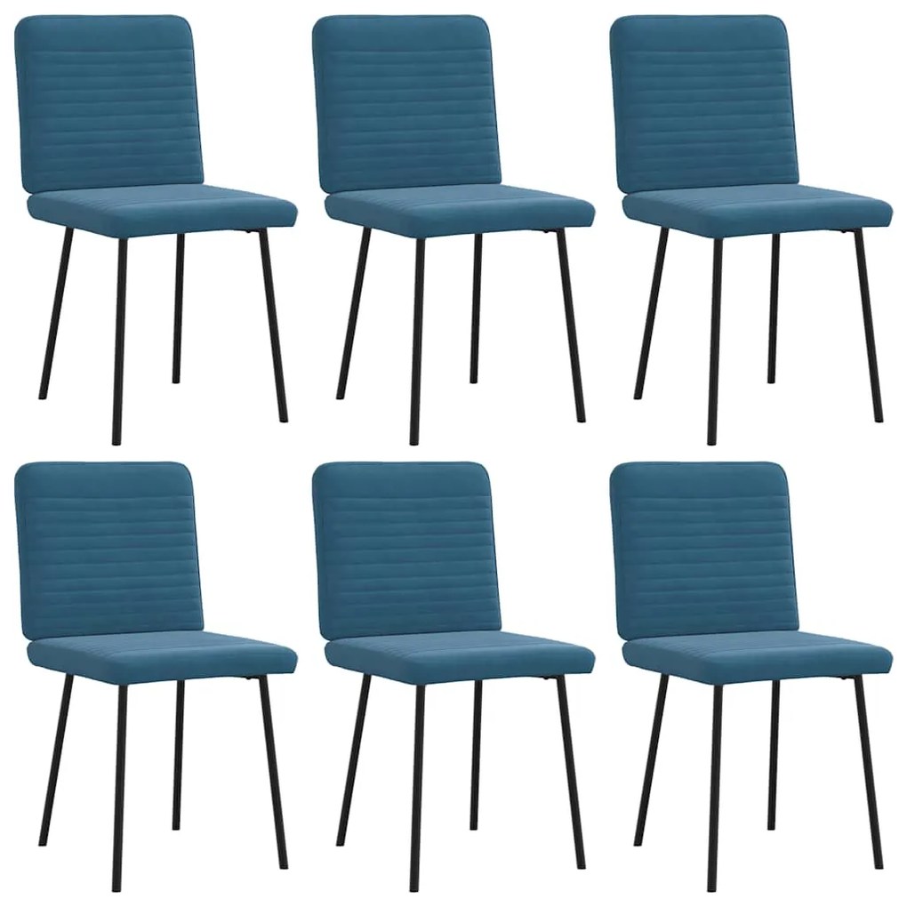 Sedie Da Pranzo 6 Pz Blu İn Velluto /