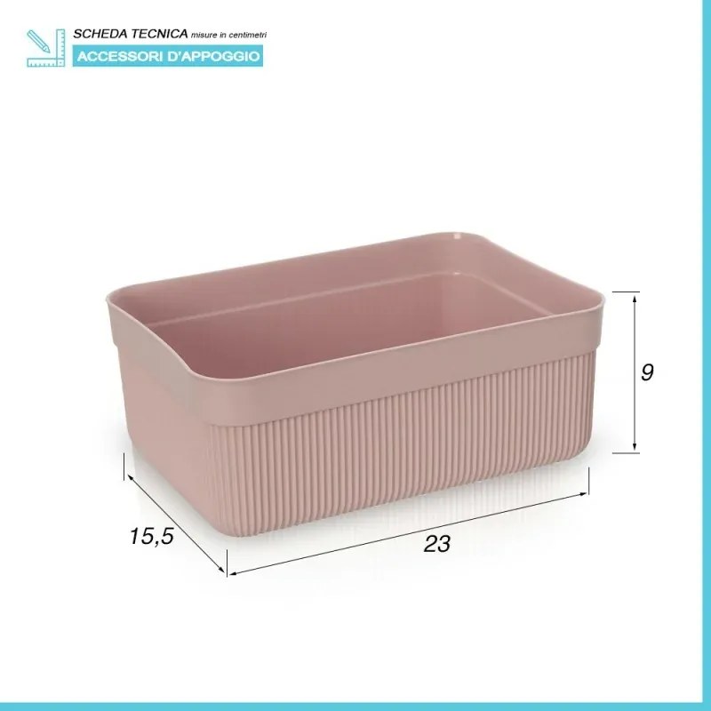 Vassoio porta oggetti da appoggio rosa in plastica Ring