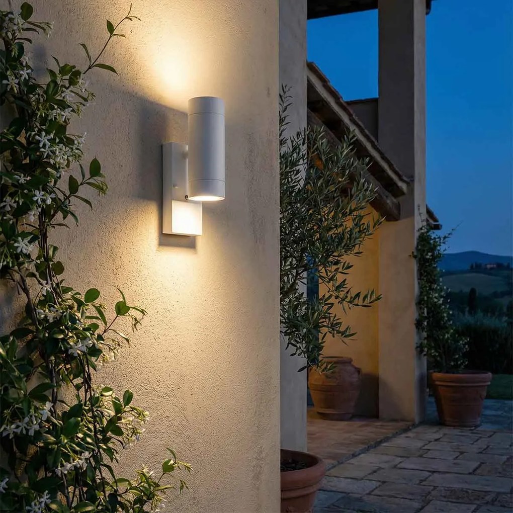 Applique Bidirezione GU10 con Sensore Crepuscolare IP65 - Bianca