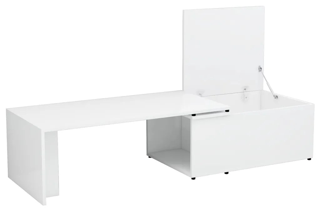 Tavolino Salotto Bianco Lucido 150x50x35 cm Legno Multistrato