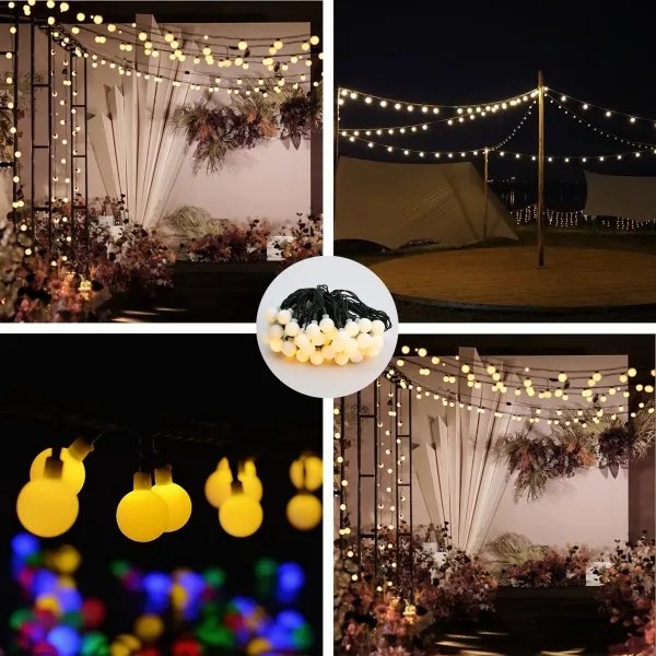 Brilagi - Catena decorativa solare a LED BUBBLE, 50 LED / 8 modalità, 7 m, IP65, bianco caldo