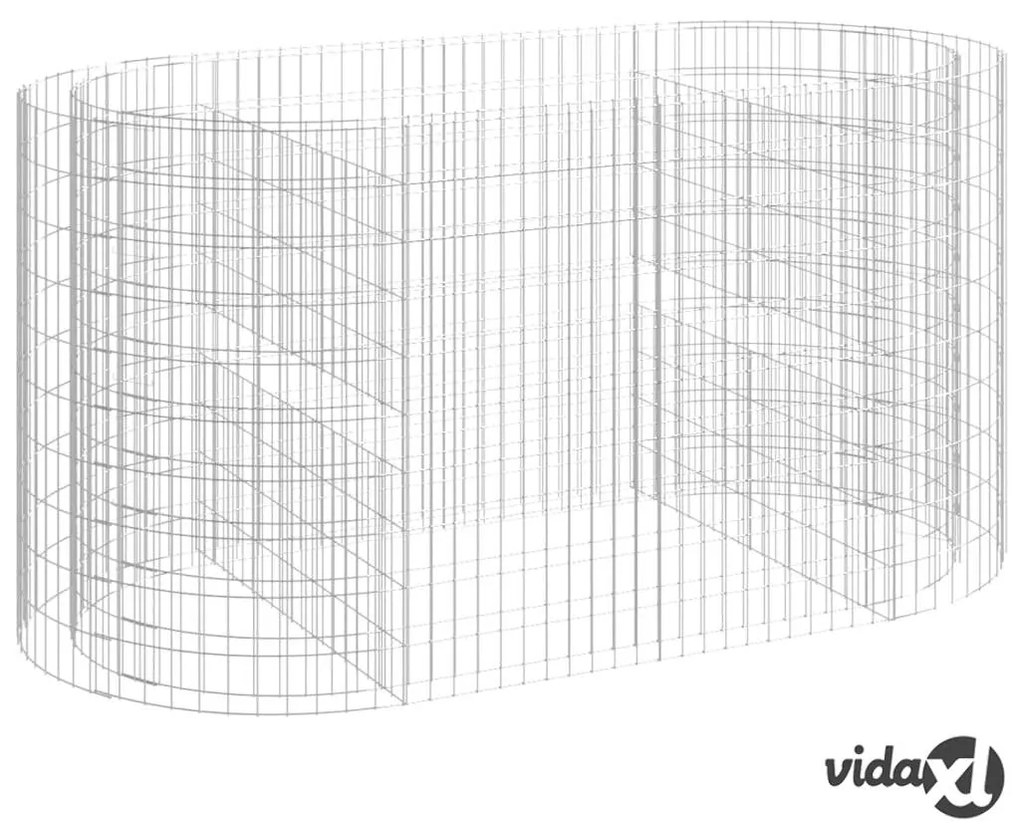 vidaXL Gabbione con Letto Rialzato in Ferro Zincato 200x100x100 cm