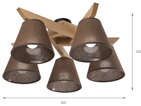 Brilagi - LED Lampadario a plafone ANTHONY 5xE14/40W/230V quercia/marrone