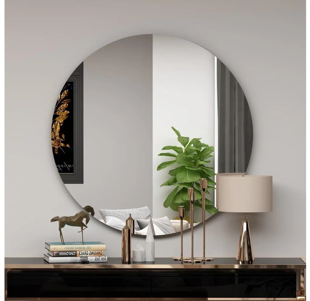 Specchio da parete ZEOS diametro 70 cm nero