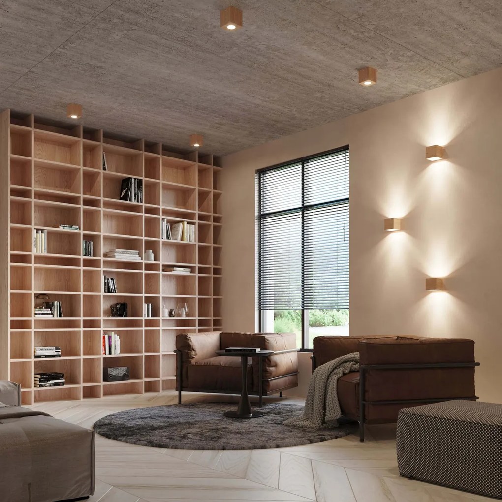 Plafoniera in Legno Naturale da soffitto QUAD GU10 da interno