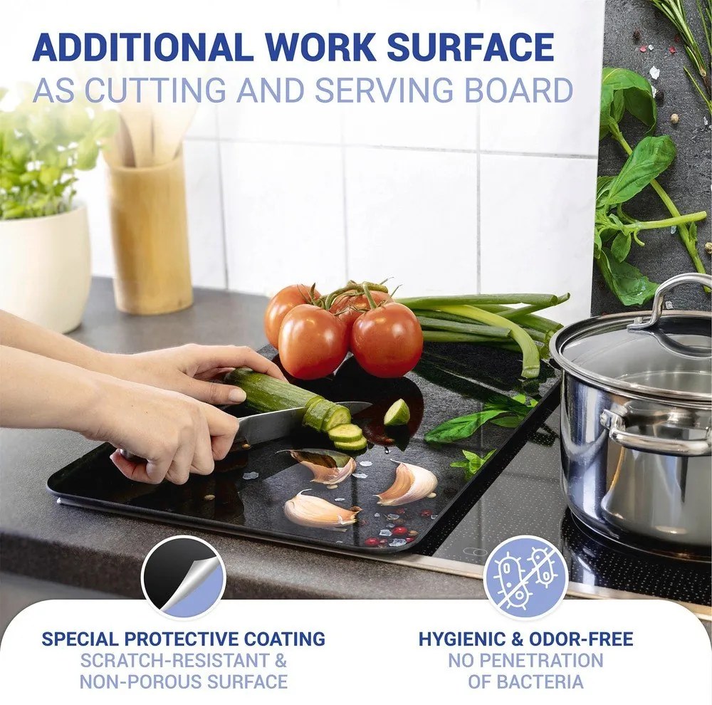 Set di 2 copri stufe in vetro grigio Herbs Universal - Wenko