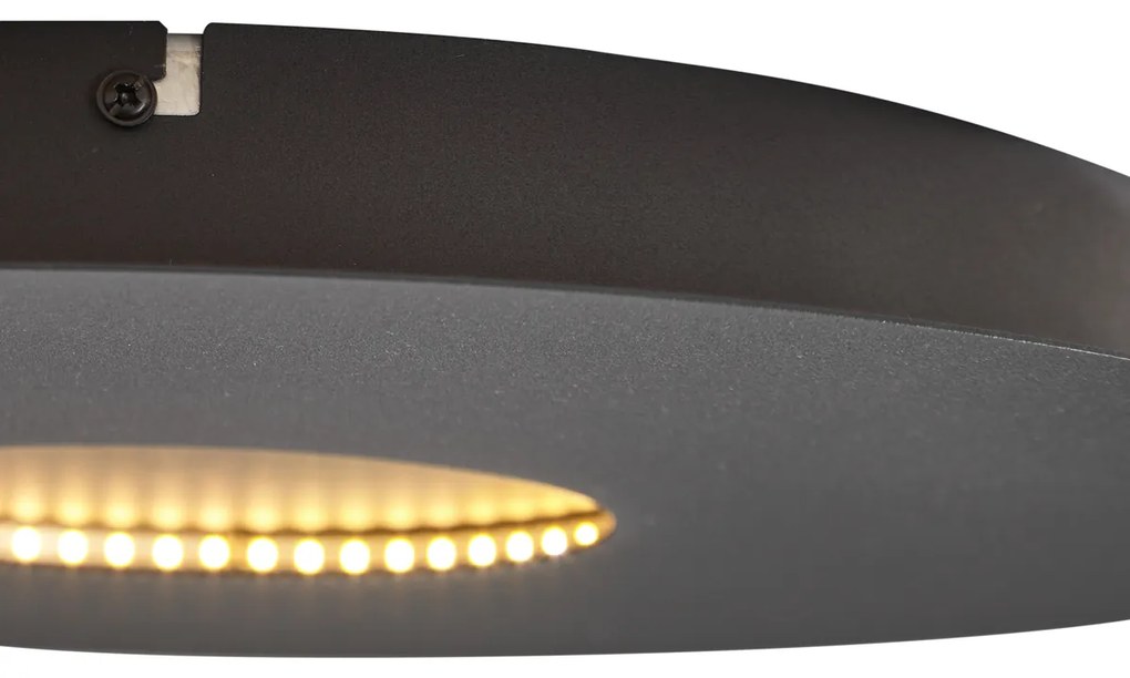 Plafoniera moderna nera 40 cm con LED integrato dimmerabile a 3 fasi - Morning
