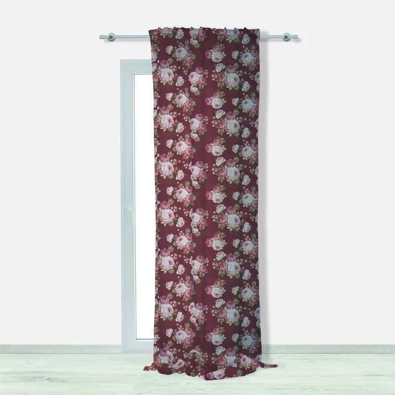 Tenda Floral bordeaux, fettuccia 140x290 cm