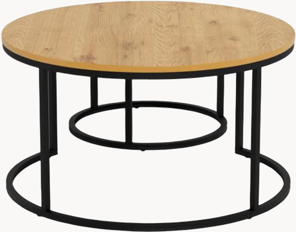 Set di 2 tavolini rotondi in legno di quercia Larchi