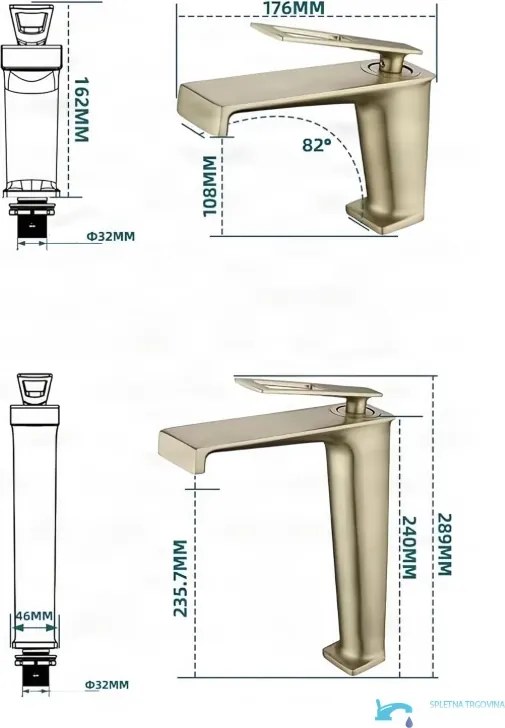Rubinetto per lavabo ELITE EDITION BBS1257 in ottone con bocca a cascata, disponibile in più finiture — Grigio gunmetal — Alta