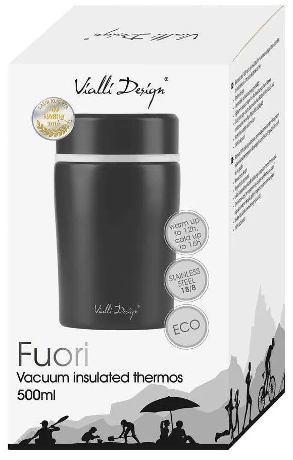 Termos da viaggio nero per il pranzo Fuori, 500 ml - Vialli Design