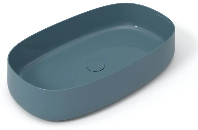 Lavabo da appoggio OLYMPIA CERAMICA ovale piletta non inclusa in ceramica L 70 x H 15 x P 40 cm petrolio piletta non inclusa
