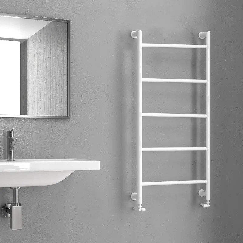 Kamalu - termoarredo scalda salviette 1200x560mm colore bianco opaco kam-d6012b