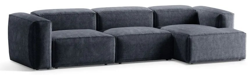 Divano angolare blu polveroso (con penisola a destra/con chaise lounge) con rivestimento in velluto a coste Bergamo – Cosmopolitan Design