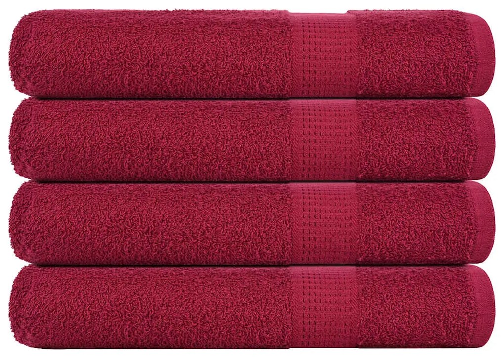 Asciugamani 4 Pz Bordeaux 100x200 Cm 360 G/m² 100% Cotone /